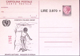 1979-UNICEF Guttuso-Ragazzo Di Sicilia Cartolina Postale Siracusana Lire 130 +2. - Postwaardestukken