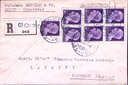 1945-Imperiale S.F. Singolo, Coppia E Blocco Di Quattro Lire 1, Su Raccomandata  - Marcophilie