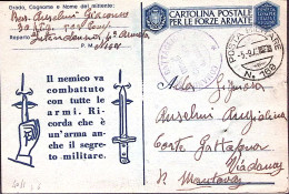 1943-Posta Militare/n.168C 2 (5.9) Su Cartolina Franchigia - War 1939-45