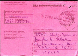 1993-AVVISO RICEVIMENTO PER ESTERO, Usato Padova (18.5) - 1991-00: Marcofilie