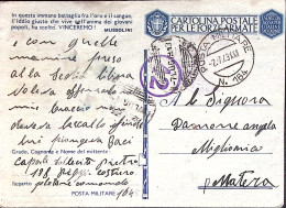 1943-Posta Militare/n.164 C.2 (2.7) Su Cartolina Franchigia, Fori Spillo - War 1939-45