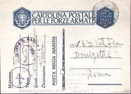 1941-COMANDO R.MARINA/VALONA Tondo E Manoscritto Su Cartolina Franchigia U.C. P. - Guerra 1939-45