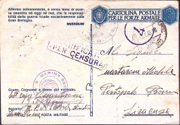 1943-Posamine Albona Tondo Su Cartolina Franchigia Comando Marina 387 P.M.23 (2. - War 1939-45