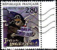 France Poste Obl Yv:2839 Mi:2985 Joyeux Anniversaire Sorel Bord De Feuille (Lign.Ondulées) - Usados