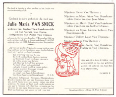 DP Julie Van Snick ° Sint-Lievens-Esse Herzele 1884 † Strombeek-Bever Grimbergen 1947 Van Ruyskensvelde Haren Thienen - Images Religieuses