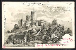 Lithographie Hattingen, Panoramablick Zur Burg Blankenstein  - Hattingen