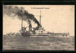 AK S.M. Linienschiff Nassau, Das Kriegsschiff In Voller Fahrt  - Krieg