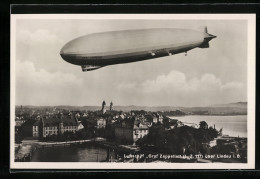 AK Lindau /Bodensee, Luftschiff LZ127 Graf Zeppelin über Der Stadt  - Aeronaves