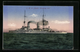 AK Kriegsschiff S.M.S. Kaiser Friedrich III. Auf Hoher See  - Krieg