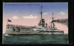 AK Die Mannschaft Von S.M.S. Kaiser In Parade  - Warships