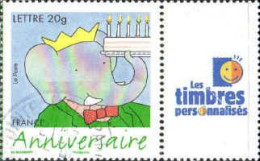 France Poste Obl Yv:3927B Mi:4102 Anniversaire Babar (Beau Cachet Rond) Dechirure Vignette - Usados
