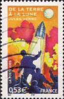 France Poste Obl Yv:3790 Mi:3944I Jules Verne De La Terre à La Lune (Lign.Ondulées) - Gebraucht