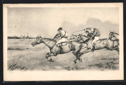 AK Jockeys Im Galopp Beim Pferderennen  - Paardensport
