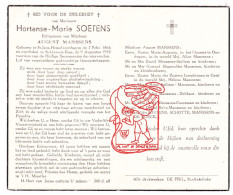 DP Hortense Marie Soetens ° Hemelveerdegem Lierde 1866 † St-Lievens-Esse Herzele 1953 Manssens Schotte De Roeck Spiliers - Devotion Images