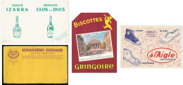 Lot De 4 Buvards (17) GRINGOIRE - GUIRAUD - HUTCHINSON - IZARRA Avec Défauts :taches,  Pliures,déchirures Etc. Etc - Colecciones & Series