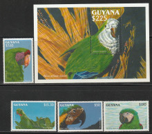 GUYANA - N°2934/7+BLOC N°121 ** (1993) Oiseaux : Perroquets - Guyana (1966-...)