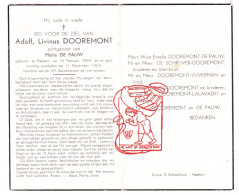 DP Adolf Livinus Dooremont ° Haaltert 1884 † 1953 X Maria De Päuw // De Schrijver Vijverman Raes Lauwaert - Images Religieuses
