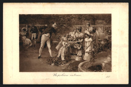 Künstler-AK Napoleon Im Garten, Eine Gruppe Von Mädchen Unterhaltend  - Historische Figuren