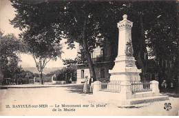 BANYULS SUR MER - Le Monument Sur La Place De La Mairie - Très Bon état - Banyuls Sur Mer