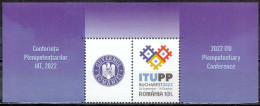 2022, Romania, ITU Plenipotentiary Conference, Bucharest, Conferences, U.I.T., 1 Stamps+Label M1, MNH(**), LPMP 2388 - Ungebraucht