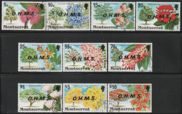 MONTSERRAT - Timbres De Service N°1/10 Obl (1976-80) Fleurs - Surcharge " O.H.M.S " - Montserrat