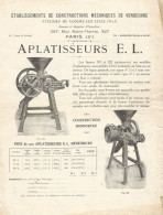 Page Publicitaire  AGRICULTURE Agricole  LOME-LEZ-LILLE   Aplatisseur E.L  Rape A Pommes  BROYEUR - Advertising