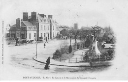 PONT AUDEMER - La Gare - Le Square Et Le Monument Du Souvenir Français - Très Bon état - Pont Audemer