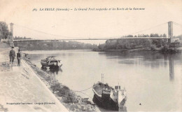 LA REOLE - Le Grand Pont Suspendu Et Les Bords De La Garonne - Très Bon état - La Réole