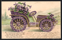 AK Auto Mit Violetten Blumen, Blumenbild  - Autres & Non Classés