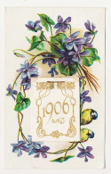 CPA Avec Petit Calendrier 1906 (1)  Oiseaux Fleurs - Nouvel An