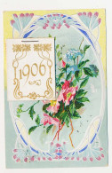 CPA Avec Petit Calendrier 1906 (2)   Fleurs - Nouvel An