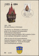 1200 Rathaus Michelstadt - Auf ETB - ESST MICHELSTADT 16.2.1984 - Sonstige & Ohne Zuordnung