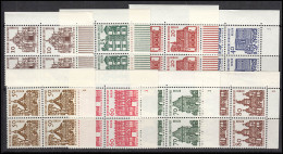 242-249 Bauwerke 8 Werte, Eck-Viererblöcke Unten Rechts FN1, Satz ** Postfrisch - Unused Stamps