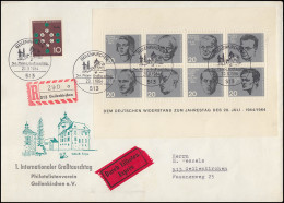 Block 3 Attentat 20.Juli 1944 Auf Schmuck-Eil-R-Bf. SSt GEILENKIRCHEN 20.9.1964 - Storia Postale