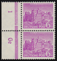 45 DZ Bauten 6 Pf. Randpaar Mit Druckerzeichen Ge, Ungefaltet Postfrisch ** - Unused Stamps