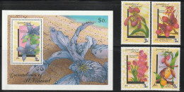 GRENADINES Of SAINT VINCENT - N°712/5+BLOC N°70 ** (1992) Orchidées - St.Vincent & Grenadines