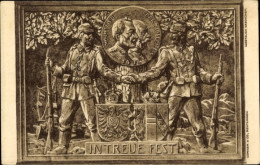 Artiste CPA In Treue Fest, Kaiser Wilhelm II., Kaiser Franz Josef I., Blason - Other & Unclassified