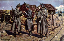 Artiste CPA Lüschwitz Koreffski, Drei Waffenbrüder In Serbischem Dorf, Soldaten In Uniformen, I. WK - Autres & Non Classés