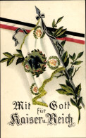 Gaufré CPA Fahne, Adler, Mit Gott Für Kaiser Und Reich - Other & Unclassified