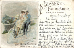 CPA Dresden, Naumann's Fahrräder, Tandem, Seidel & Naumann - Publicité