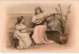 MUSIQUE: Dessin, 2 Femmes, Luth - Très Bon état - Musique Et Musiciens