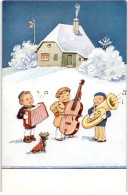 MUSIQUE: Dessin, Enfant Musiciens, Scène D'hiver - Très Bon état - Musique Et Musiciens