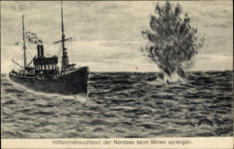 CPA Deutsches Kriegsschiff, Hilfsminensuchboot In Der Nordsee, Minensprengung, Kaiserliche Marine - Autres & Non Classés