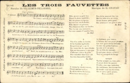 Chanson CPA Les Trois Fauvettes, Text Villemer-Delormel, Musik H. Chatau - Costumes