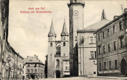 CPA Hof An Der Saale Oberfranken Bayern, Rathaus, Michelskirche - Autres & Non Classés