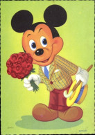 CPA Walt Disney, Micky Maus Mit Blumenstrauß - Juegos Y Juguetes