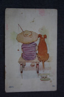 HUMOUR, COMICS -Vintage Postcard Child & Dog Sitting On Dock Fishing 1906 S S Porter Signed - Humour