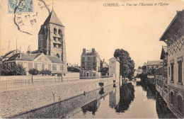 CORBEIL - Vue Sur L'Essonnes Et L'Eglise - Très Bon état - Corbeil Essonnes