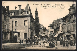 CPA Juillac, La Grande Rue, La Poste Et La Halle  - Juillac