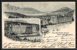 Lithographie Aix-les-Bains, Regina-Hôtel-Bernascon, Vue Générale  - Aix Les Bains